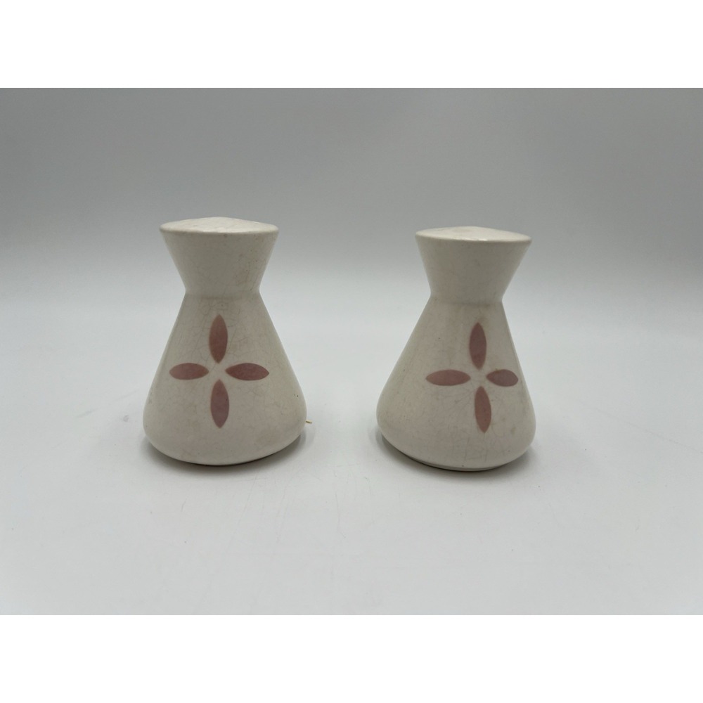 Vintage Steubenville Pottery Sequence Salt Pepper Shakers Pink Floral Corks